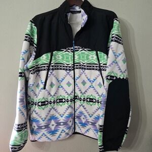 Alpine Design Full Zip Thick Fleece Sweatshirt XL Tribal Aztec Pattern Unisex